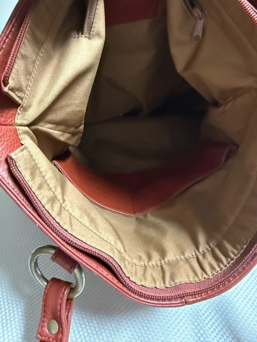 HOBO Red Leather Shoulder Bag with Brass Rings - Picture 10 of 11